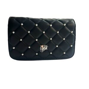 Badgley Mischka Diamond Quilted Crossbody Bag Black NWT